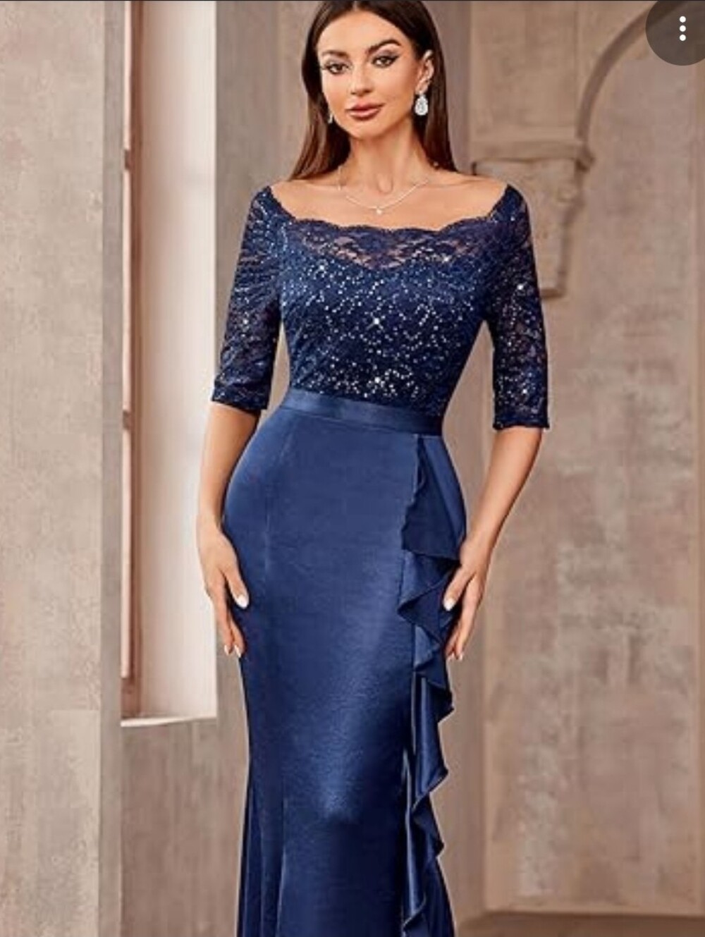 NWT‎ MissMay Navy Blue Lace Maxi Dress Medium Wedding Guest Mother of the Bride